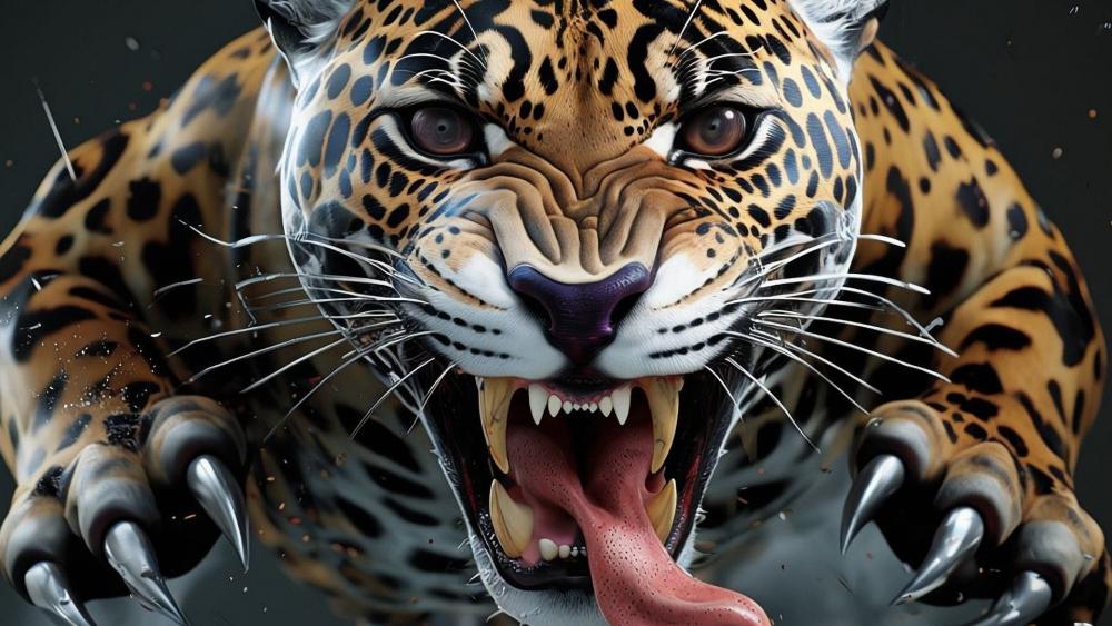 Fierce Cheetah Leap of Fang and Fury wallpaper
