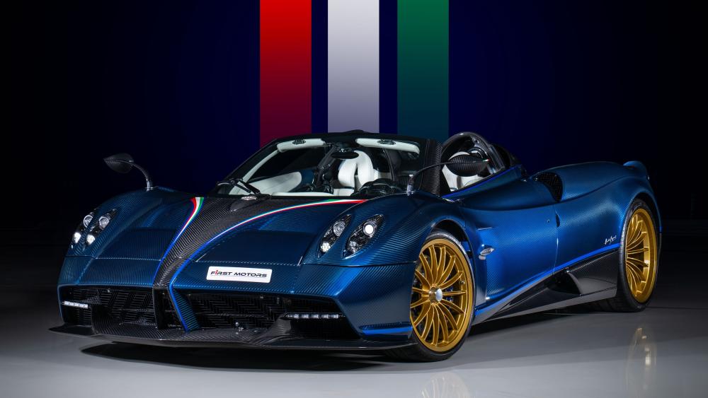Blue Pagani Huayra Hypercar Showcase wallpaper