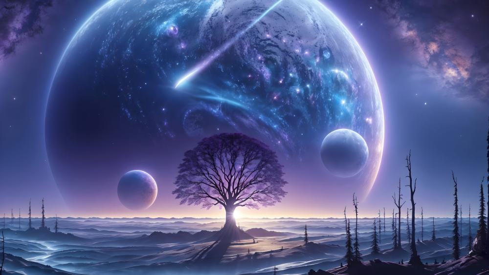 Cosmic Tree on Alien Horizon wallpaper