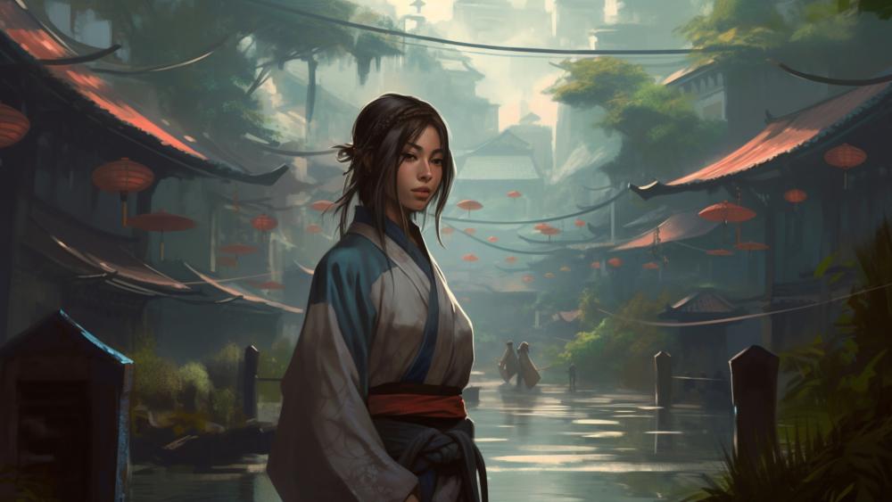 Mystic Lantern Street wallpaper