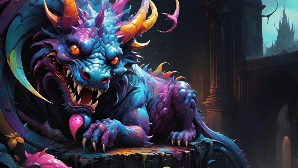 Vibrant Dragon Sentinel wallpaper