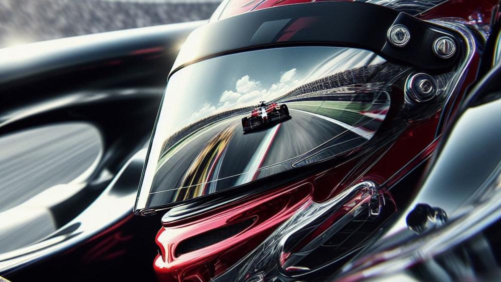 Formula One Speed in the Visor Reflection wallpaper