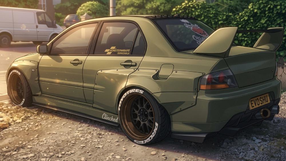 Sunset Mitsubishi Lancer Evolution wallpaper
