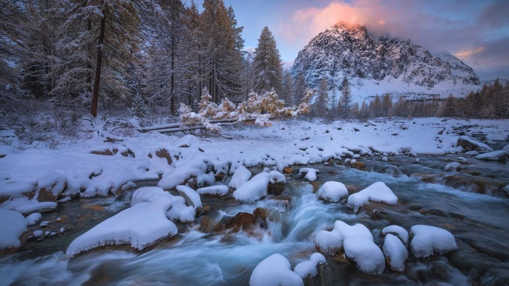 Winter Serenity in Altai Mountains wallpaper