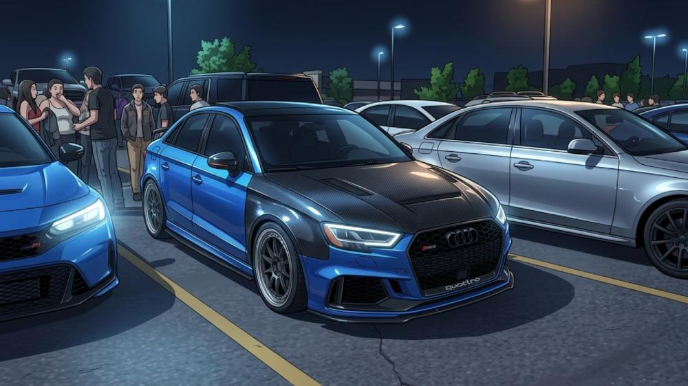 Midnight Audi Meets Anime Street Style wallpaper