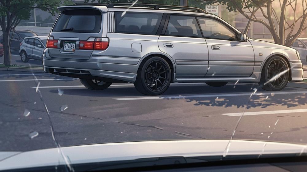 Anime Stance Wagon in Sunset Light wallpaper