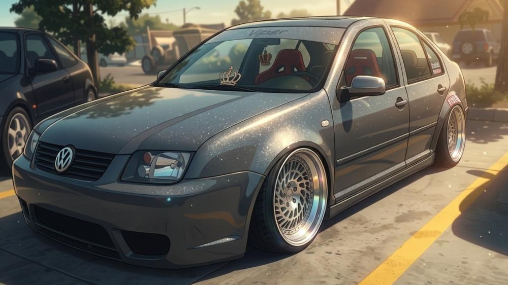 Anime Stanced Volkswagen in Golden Hour wallpaper