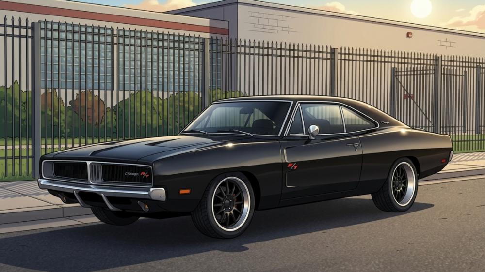 Anime Muscle Car at Sunset wallpaper