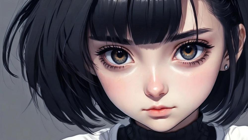 Soft Gaze Kawaii Anime Portrait wallpaper