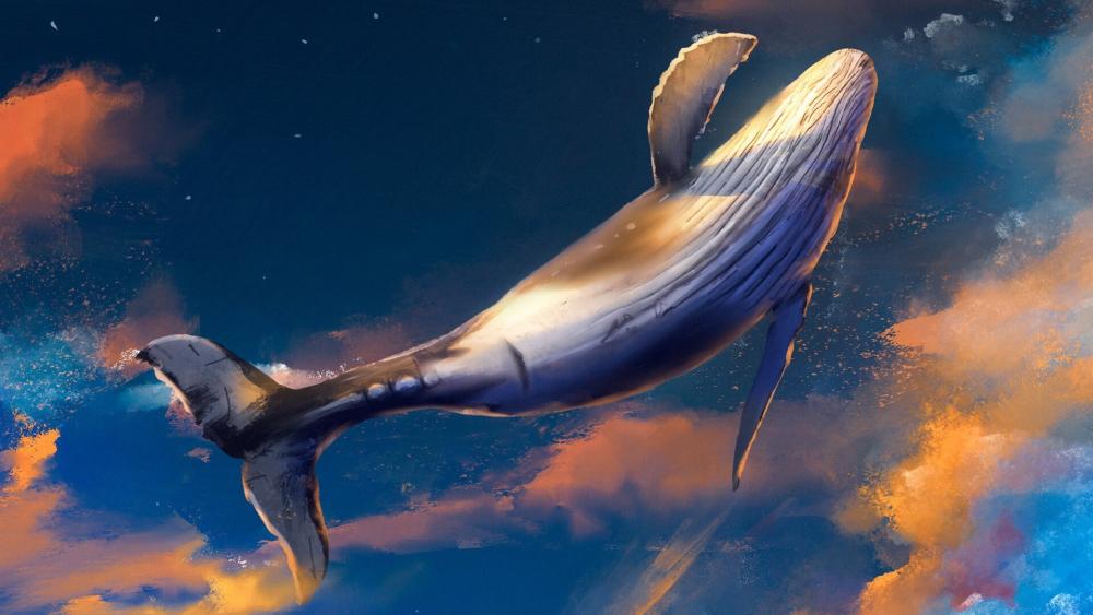 Dreaming Whale Above the Clouds wallpaper