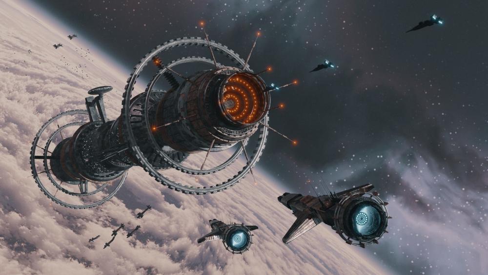 Orbital Citadel Over Earth wallpaper