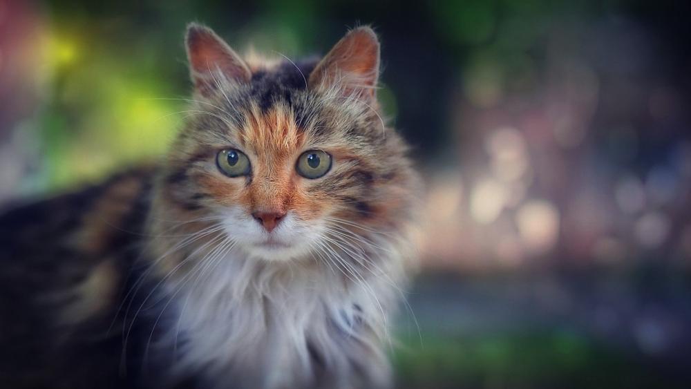Soft Gaze of a Fluffy Tabby wallpaper