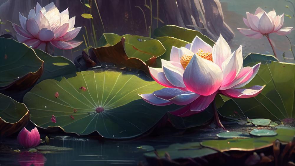Serene Pink Lotus Bloom wallpaper