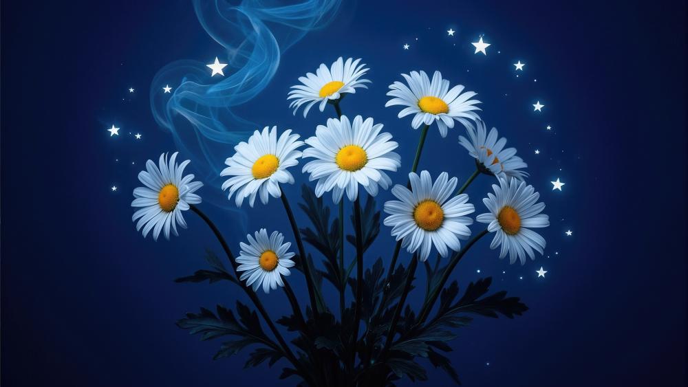 Moonlit Daisy Bloom Dream wallpaper