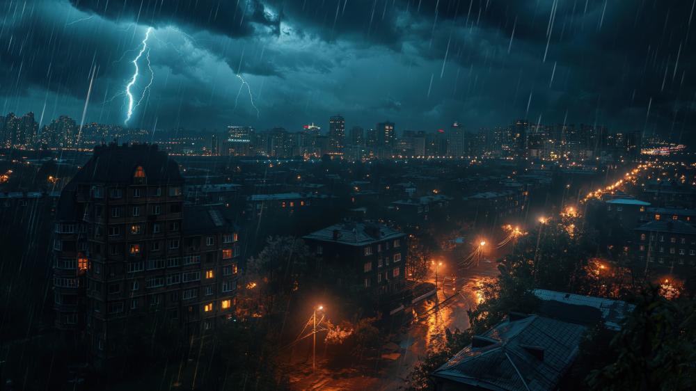Stormlit City Skyline wallpaper