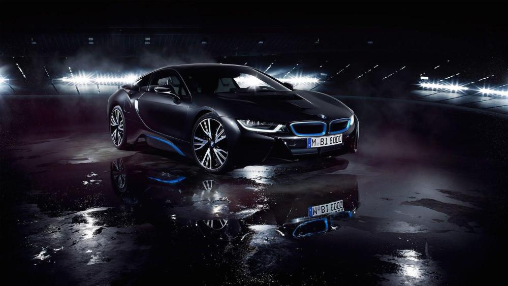 BMW i8 Under Stadium Lights wallpaper