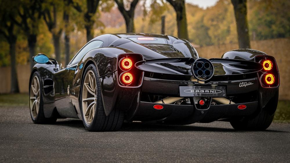 Pagani Utopia Rear View on Autumn Road wallpaper