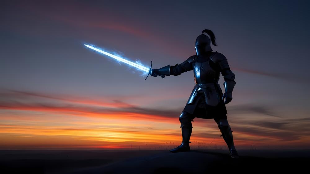 Twilight Knight with Glowing Blade wallpaper