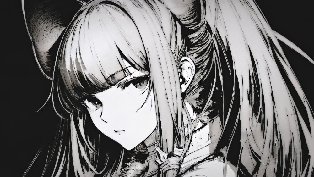 Dark Monochrome Anime Girl wallpaper