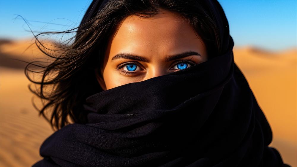 Desert Veil and Sapphire Gaze wallpaper