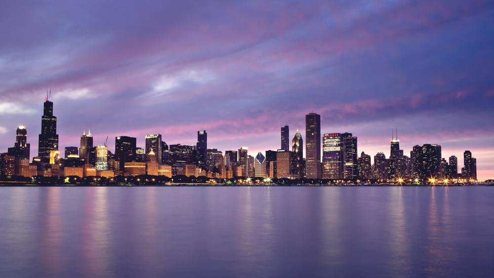 Chicago Skyline at Twilight wallpaper