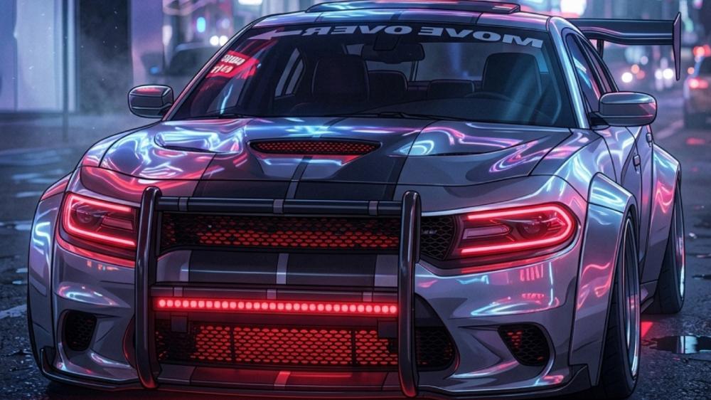 Neon Drift Muscle Car wallpaper
