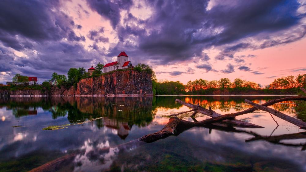 Sunset Serenity at Bergkirche Beucha wallpaper