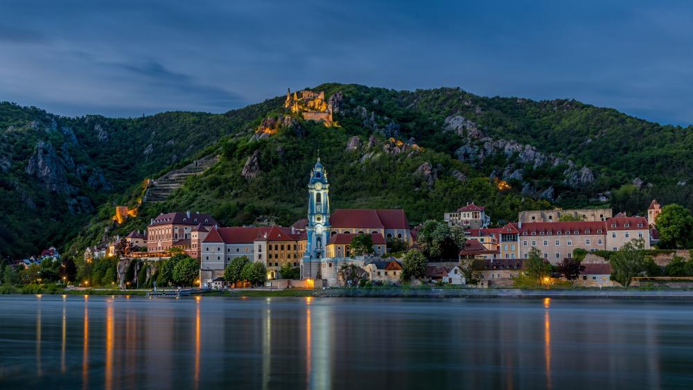 Dürnstein Twilight on the Danube wallpaper