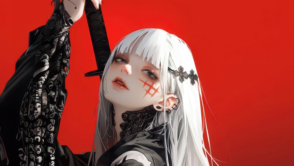 Gothic Samurai of the Crimson Blade wallpaper
