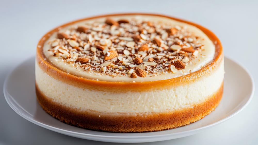 Creamy Almond Cheesecake Delight wallpaper