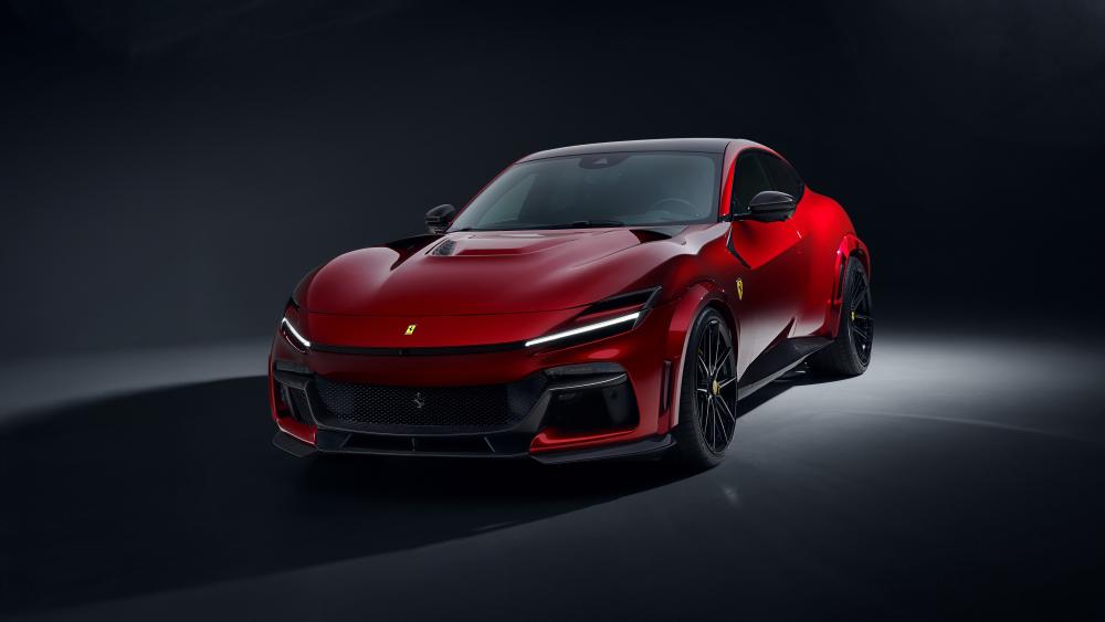 Red Ferrari Purosangue in Studio Light wallpaper