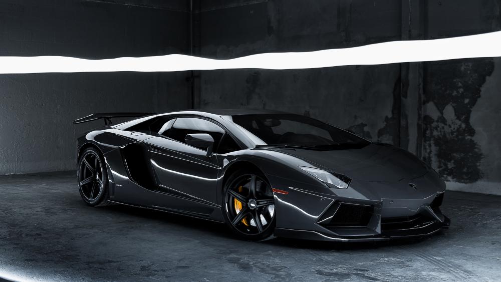 Dark Lamborghini Aventador in Studio Light wallpaper