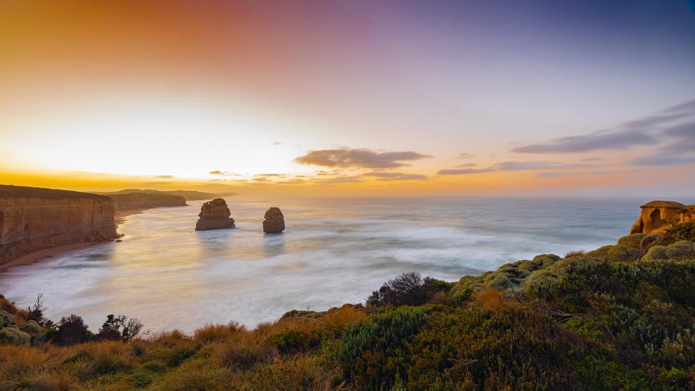 Golden Coastline Sunset wallpaper