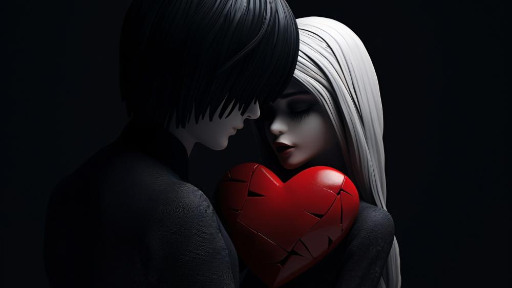 Midnight Embrace of Broken Hearts wallpaper