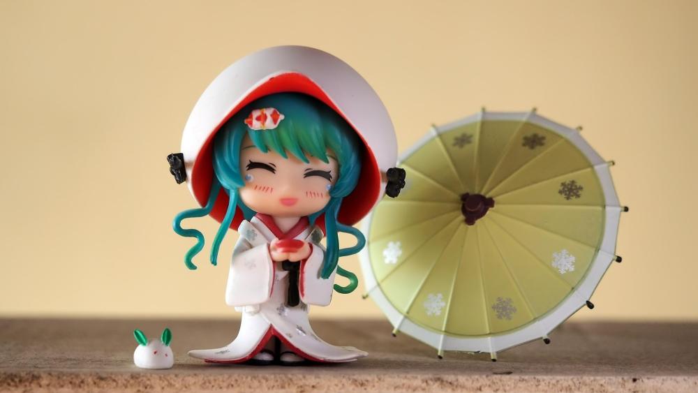 Chibi Hatsune Miku with Umbrella Charm wallpaper