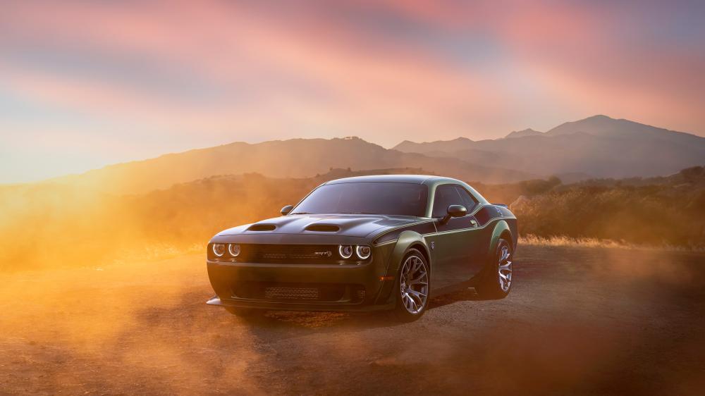 Sunlit Dodge Challenger Widebody at Dusk wallpaper