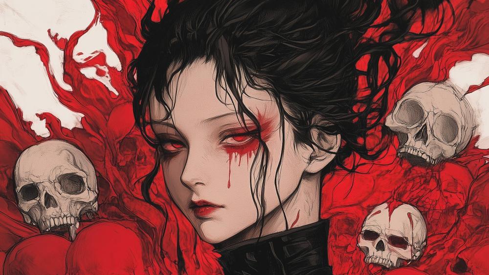 Crimson Gothic Anime Queen wallpaper