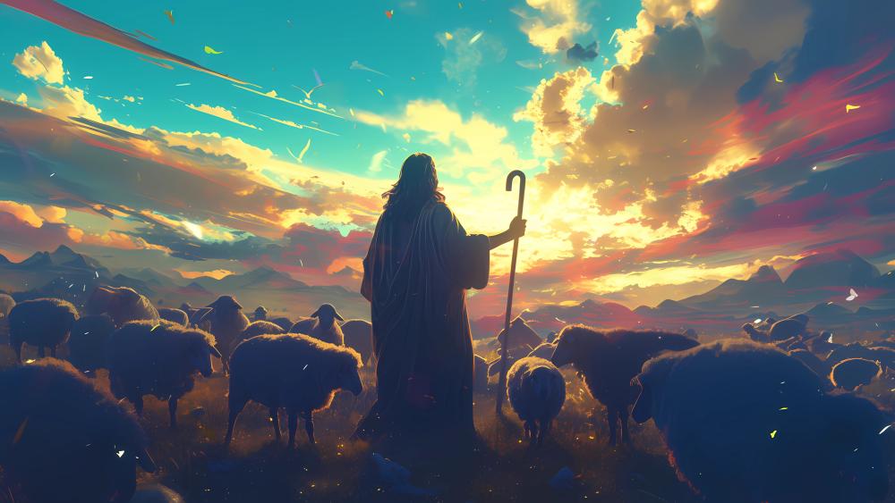 Divine Shepherd at Dawn wallpaper