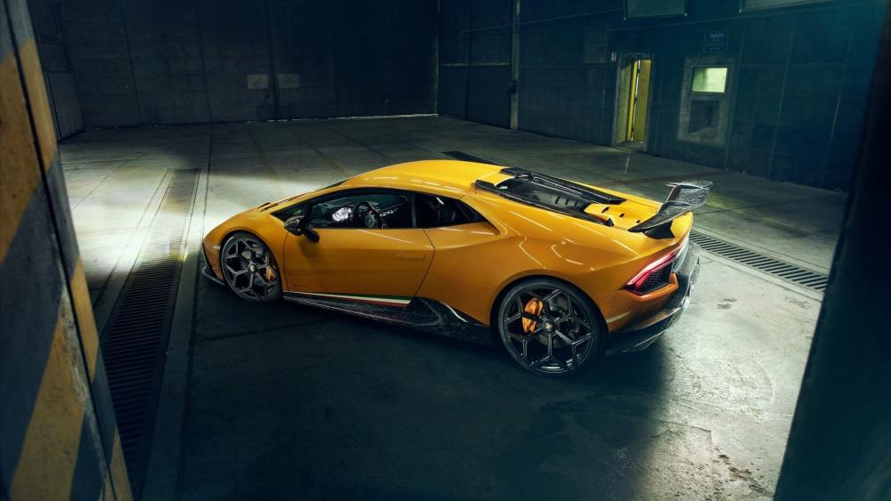 Yellow Lamborghini in Industrial Light wallpaper