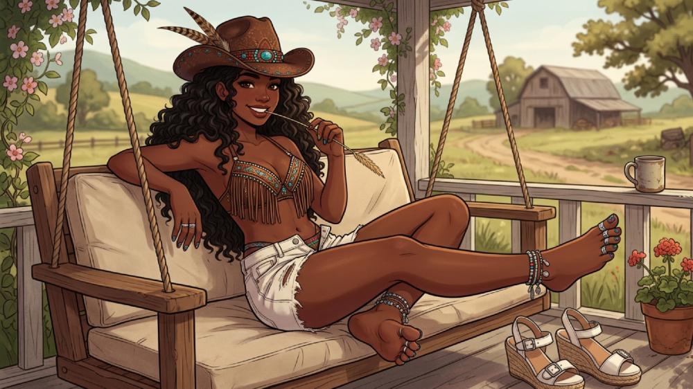 Sunlit Ranch Swing Serenity wallpaper