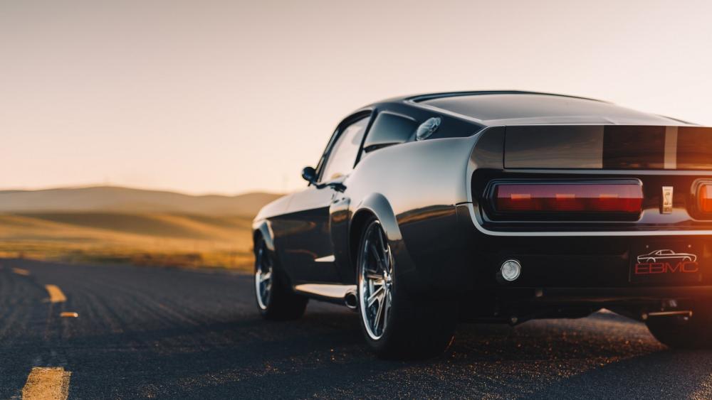 Classic Mustang Sunset Drive wallpaper