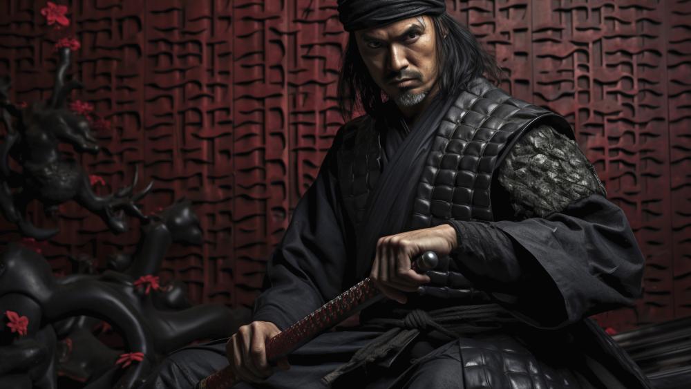 Shadowed Samurai Guardian wallpaper