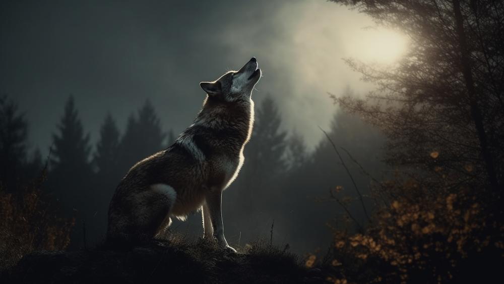 Moonlit Wolf Vigil wallpaper