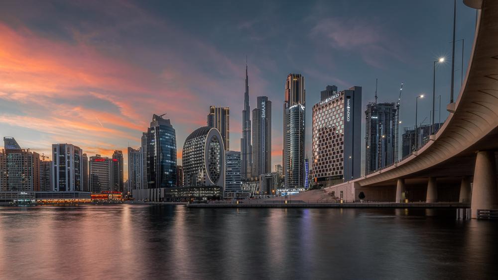 Dubai Marina Sunset Skyline wallpaper