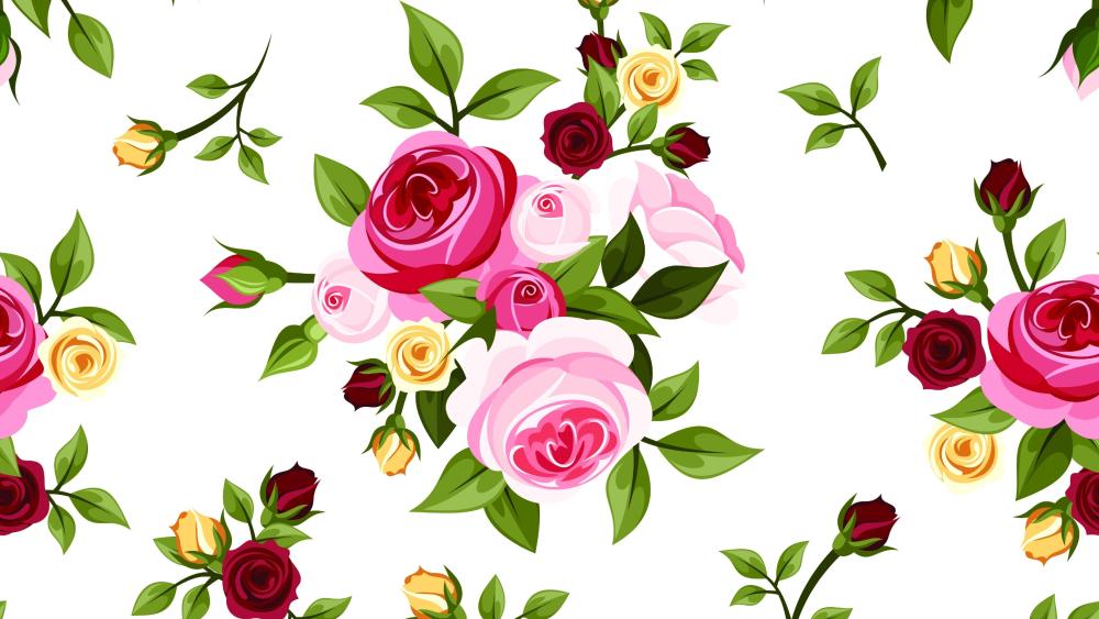 Elegant Floral Pattern on White Background for a Fresh Look wallpaper