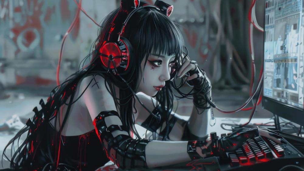 Cyberpunk Hacker Girl wallpaper