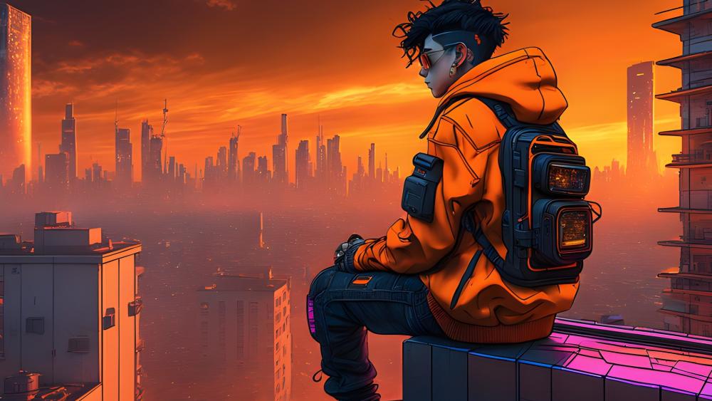 Neon Rooftop Drift wallpaper
