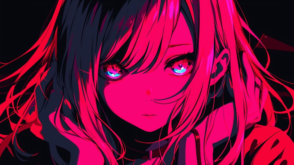 Neon Heart Cyberpunk Girl wallpaper