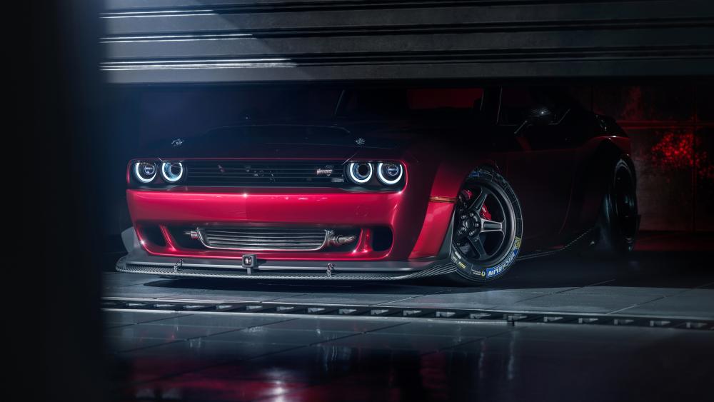 Dodge Challenger SRT Demon in Dramatic Garage Light wallpaper