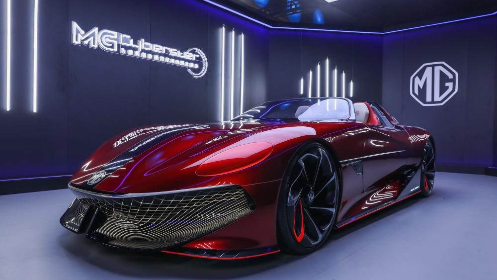 Futuristic Red MG Cyberster Showcase wallpaper